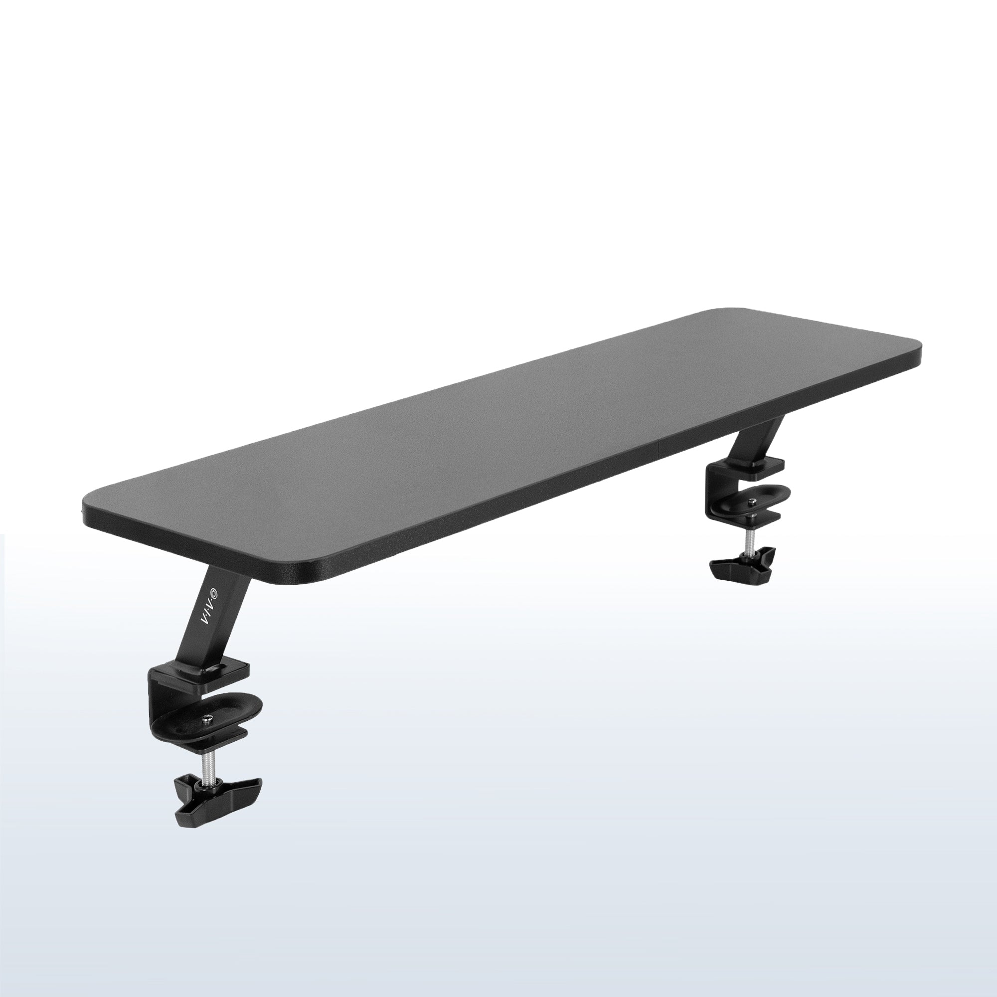 Clamp-on the desk riser with two monitors.