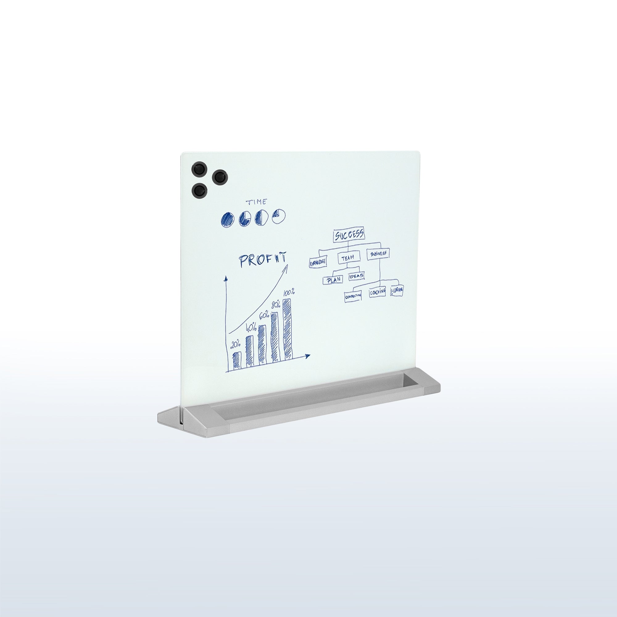 Desktop whiteboard with magnets
