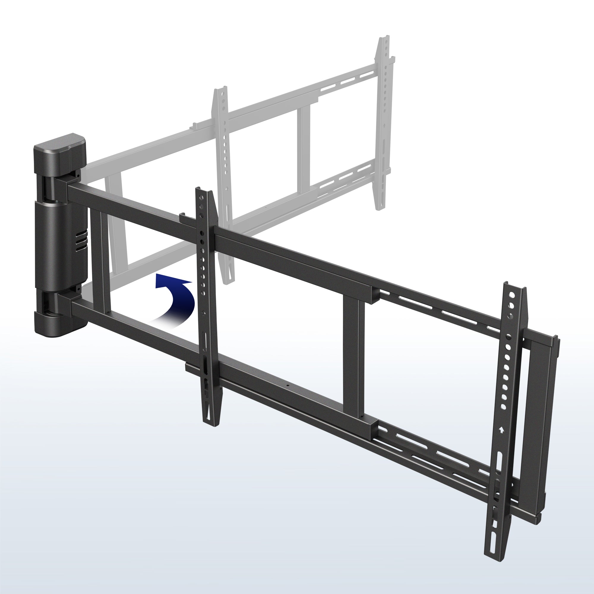 Swing Wall Mount for 32” to 75” TVs on a blue and white gradient background