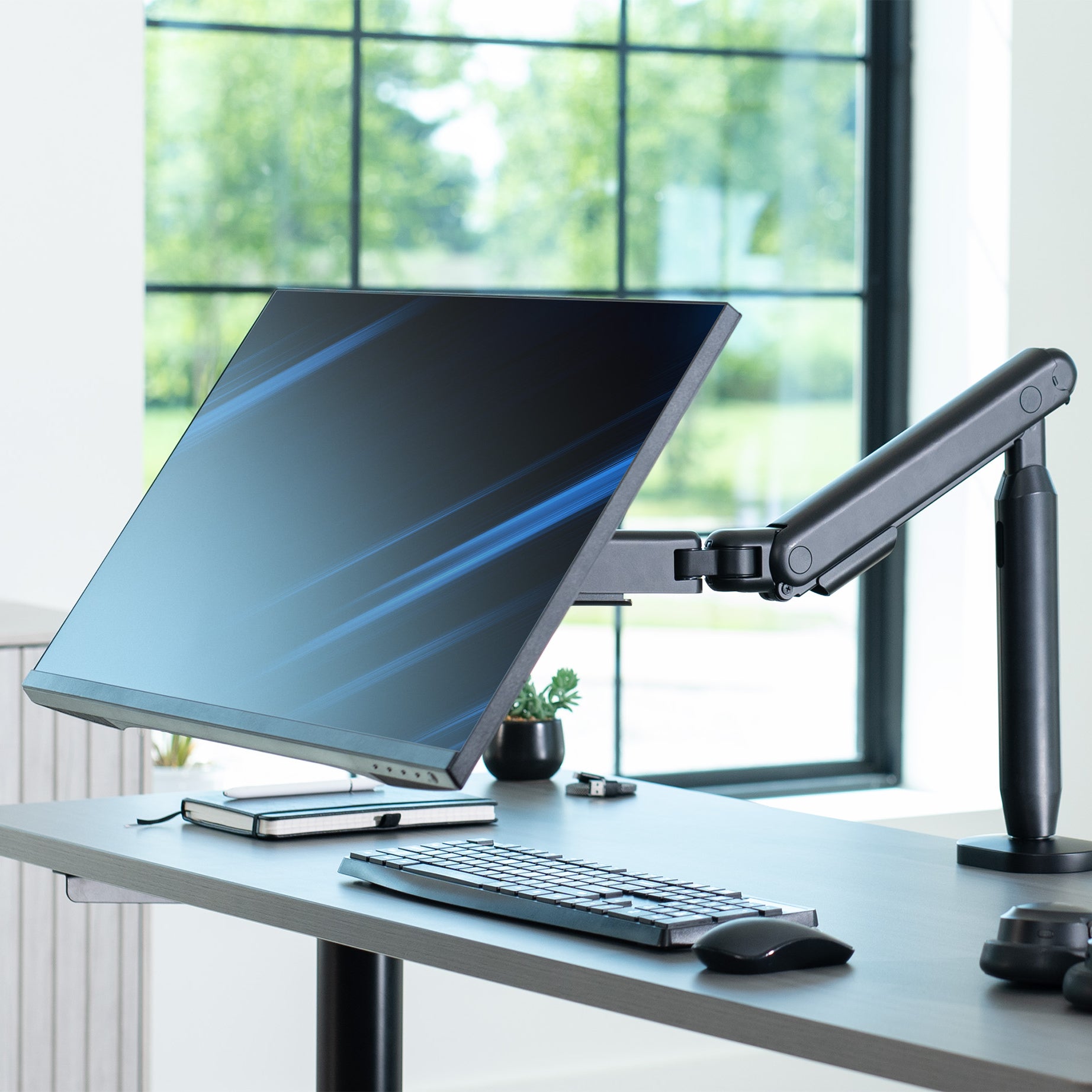Flexible Pneumatic Arm Single Ultrawide Monitor Desk Mount - Up to 35" Screens