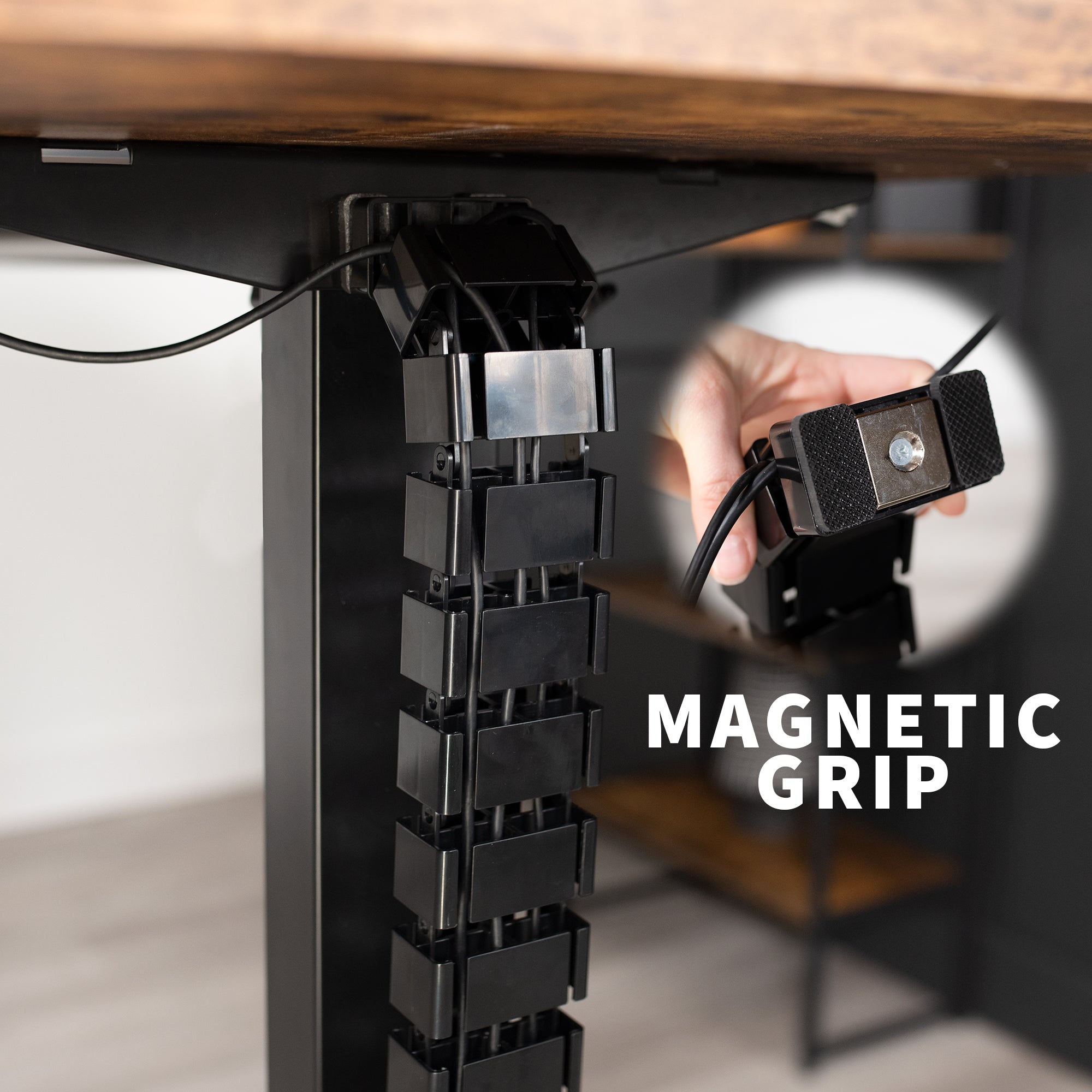 This flexible cable strip provides modern and attractive desk-to-floor cable management for your work area, perfect for height adjustable and standard desks alike.