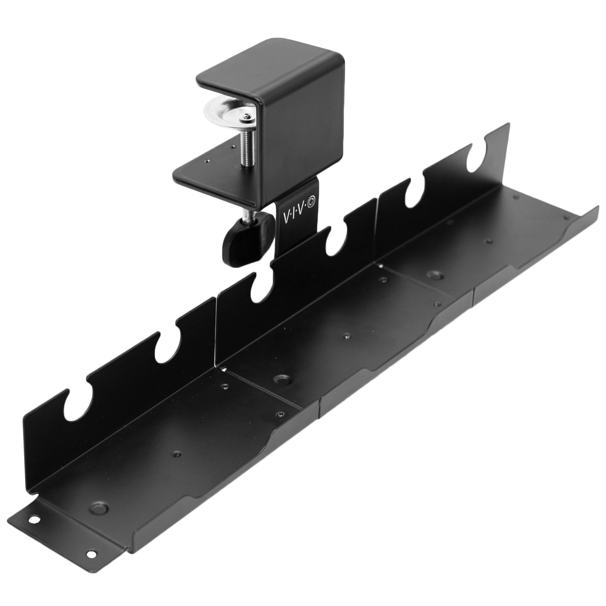 Steel 19 inch Clamp-on Modular Power Strip Tray System for Desk, No Drill Cable Management Workspace Organizer, Clean Cord Routing, Open Design for Ventilation