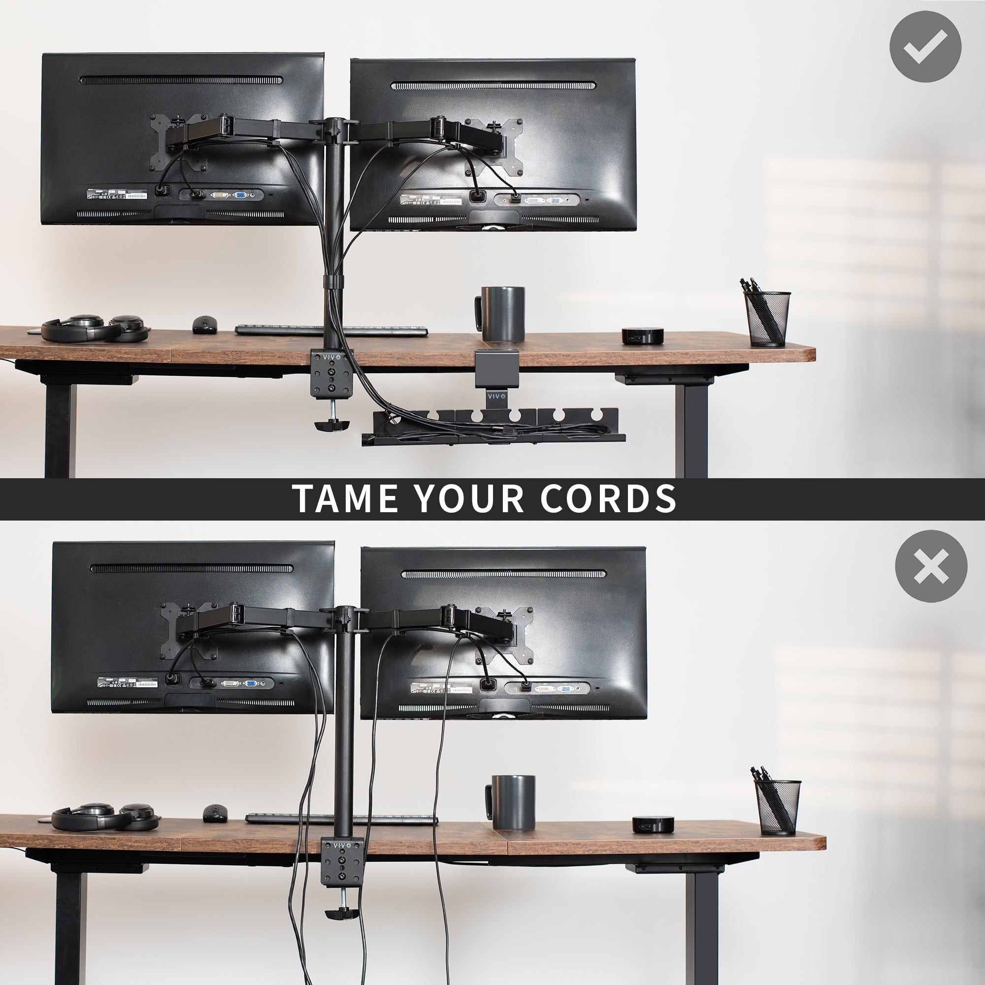 Steel 19 inch Clamp-on Modular Power Strip Tray System for Desk, No Drill Cable Management Workspace Organizer, Clean Cord Routing, Open Design for Ventilation