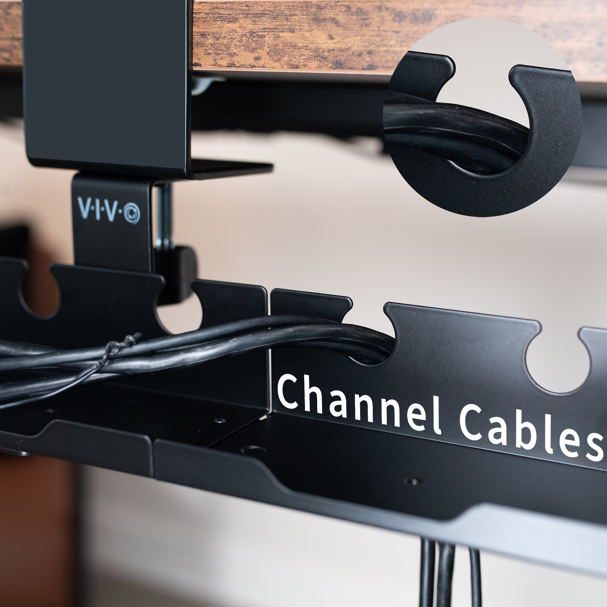 Steel 19 inch Clamp-on Modular Power Strip Tray System for Desk, No Drill Cable Management Workspace Organizer, Clean Cord Routing, Open Design for Ventilation