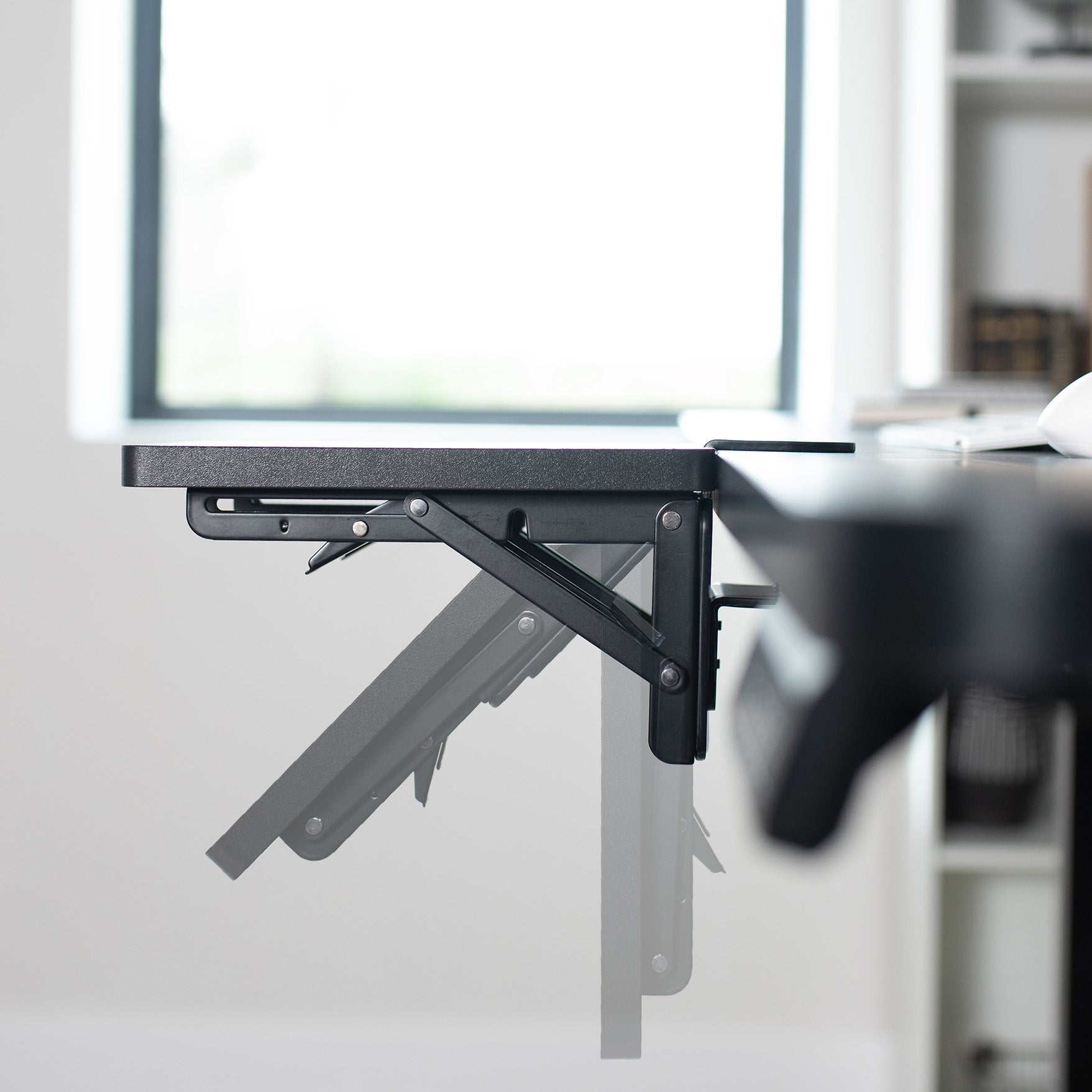 Clamp-on 6 x 9 inch (11 Including Clamps) Desk Extender, Wrist Support, Armrest Tray, Table Mount for Sit Stand Desks