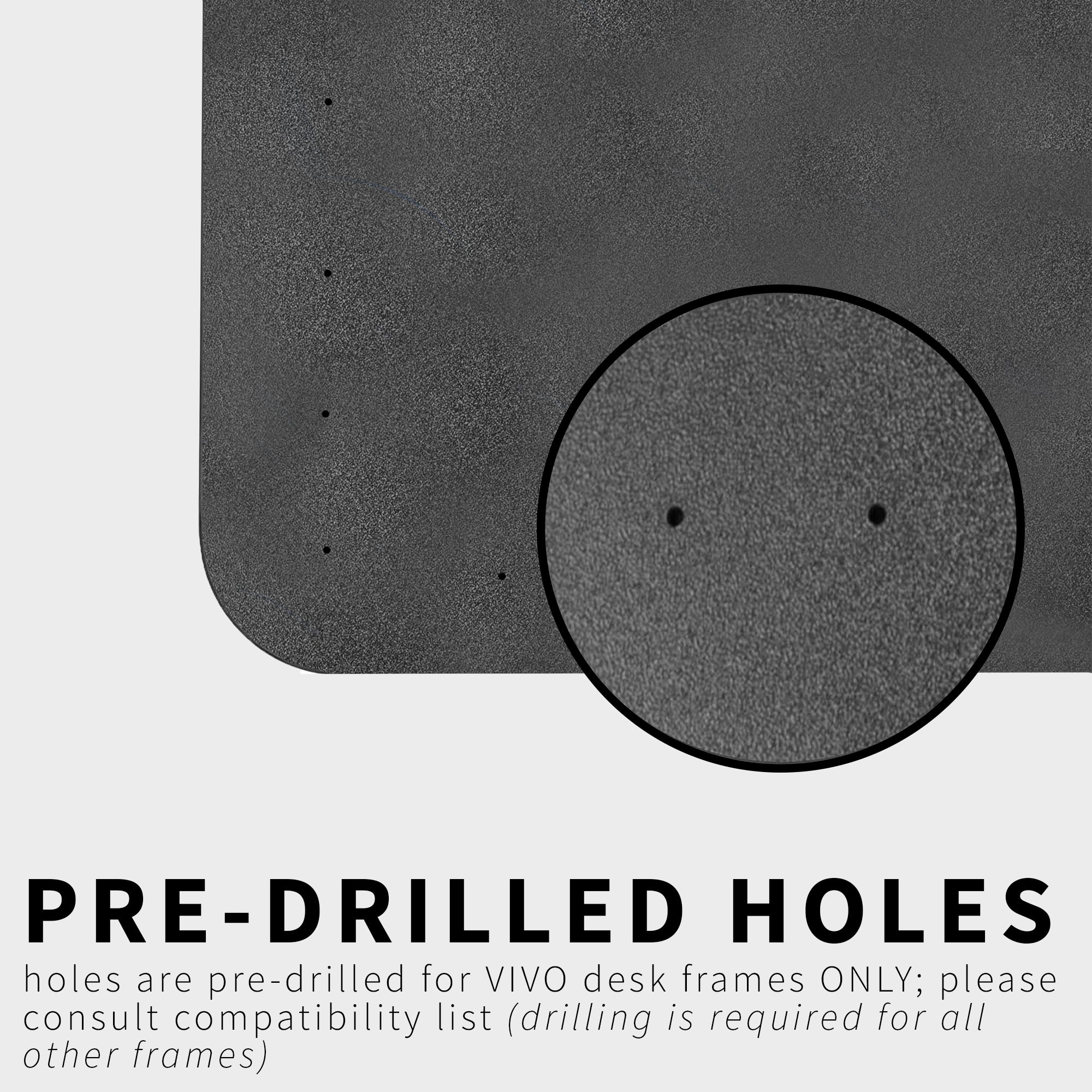 The 3-piece top is ideal for corner setups and is compatible with both manual and electric frames measuring 49” in length.