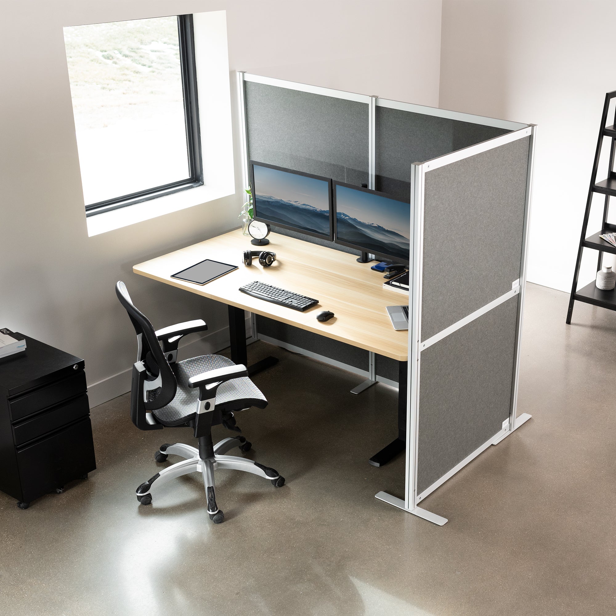 Freestanding privacy panels create instant privacy and simple room division.