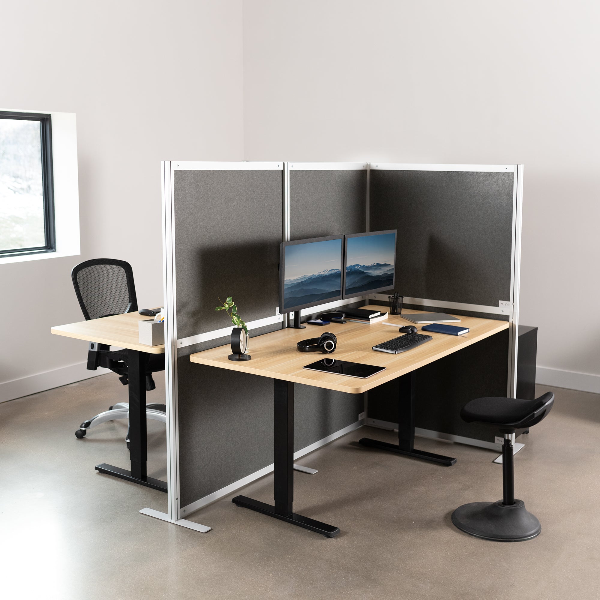 Freestanding privacy panels create instant privacy and simple room division.