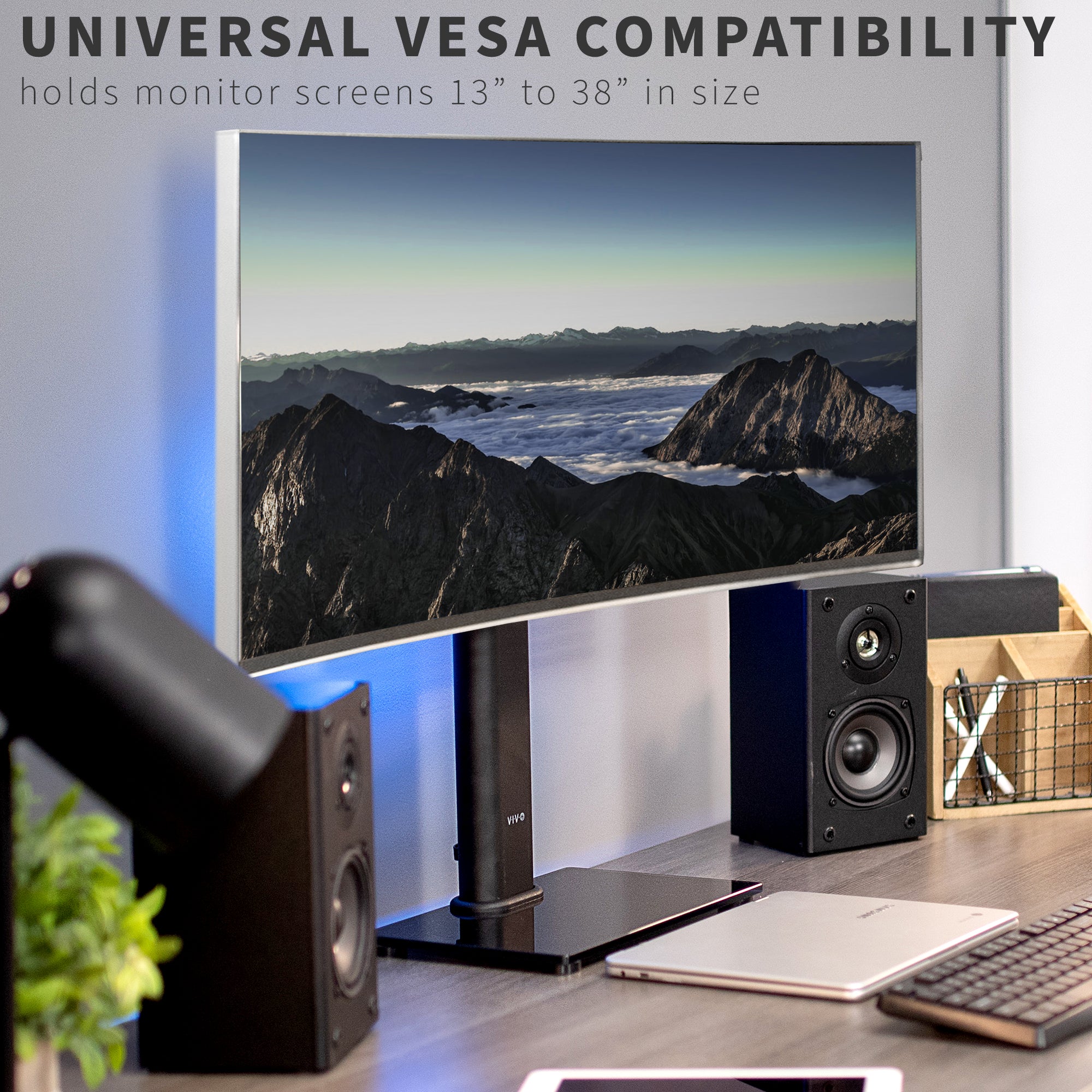Single Monitor and TV Desk Stand with Universal VESA Compatibility