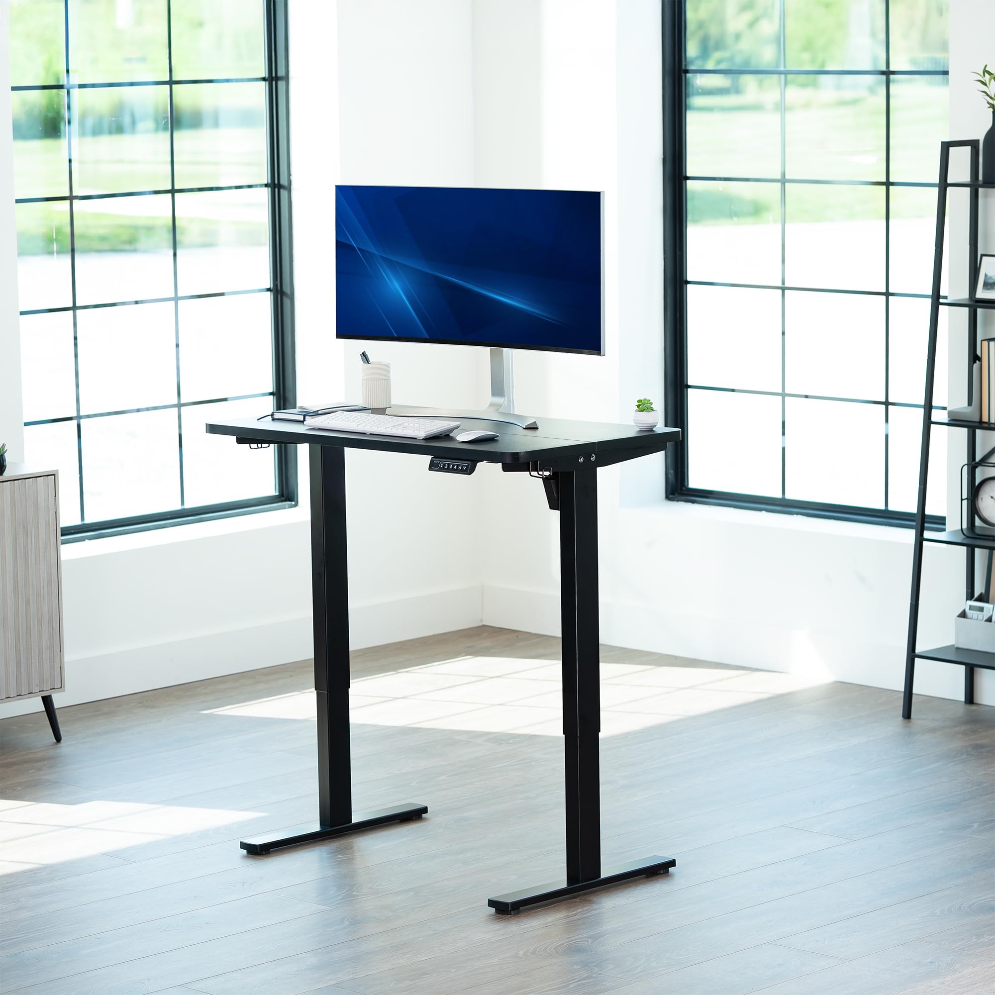 Single Motor Electric Desk with Push Button Memory Controller