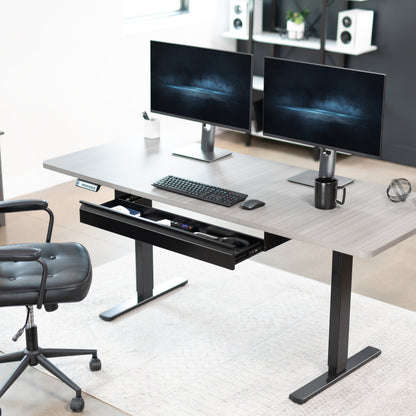 Sturdy extra long pullout under desk organizer drawer for office storage and organization.