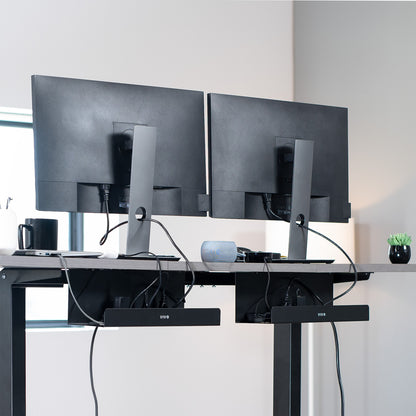 Extra deep under desk cable management trays (2 pack) for office storage. Low profile, sleek, and flexible with simple installation.