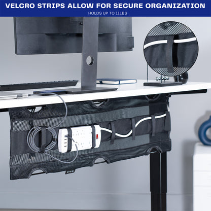 Under Desk Mesh Cable Management with Power Strip Holder