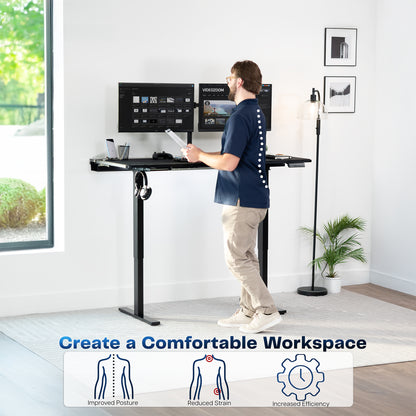 Height Adjustable Desk with Built-In Concealed Cable Trays, Complete Active Standing Workstation