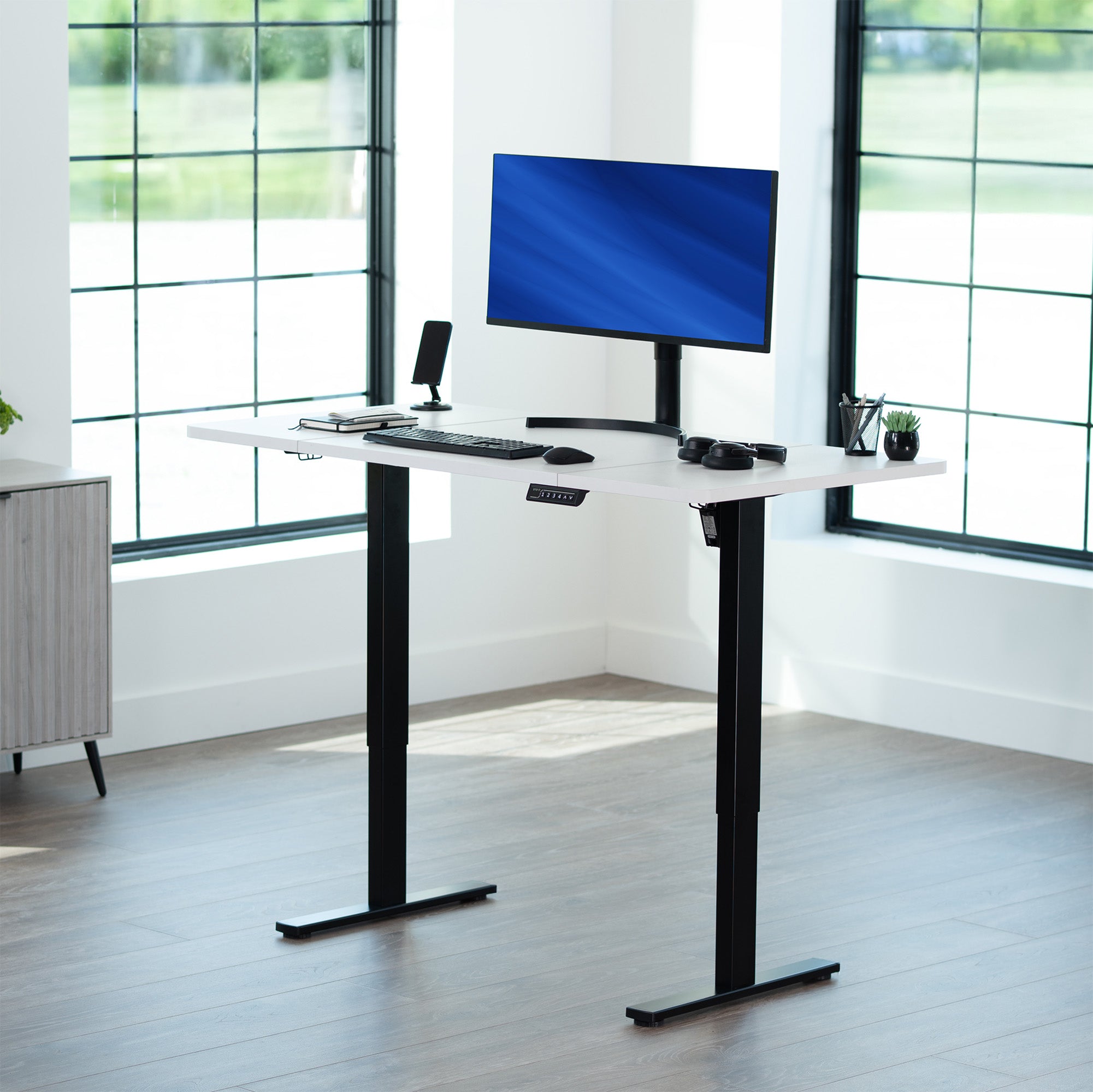 Single Motor Electric Desk with Push Button Memory Controller