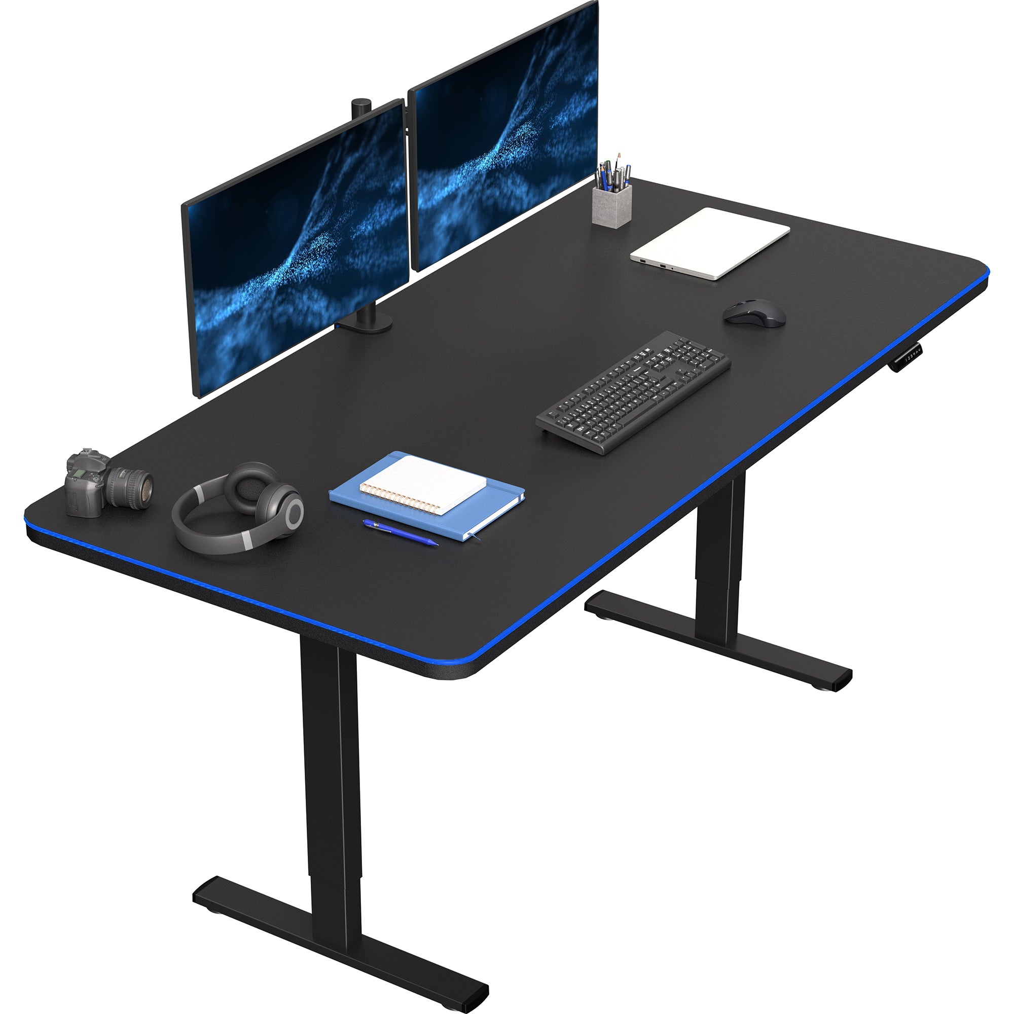 71 x 36 in Standing Desk with Full-Size RGB Mouse Pad
