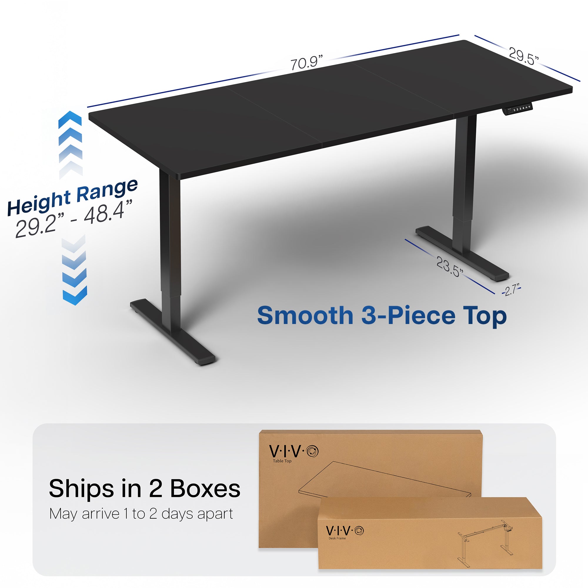 Large sturdy sit or stand modern desk with height adjustment