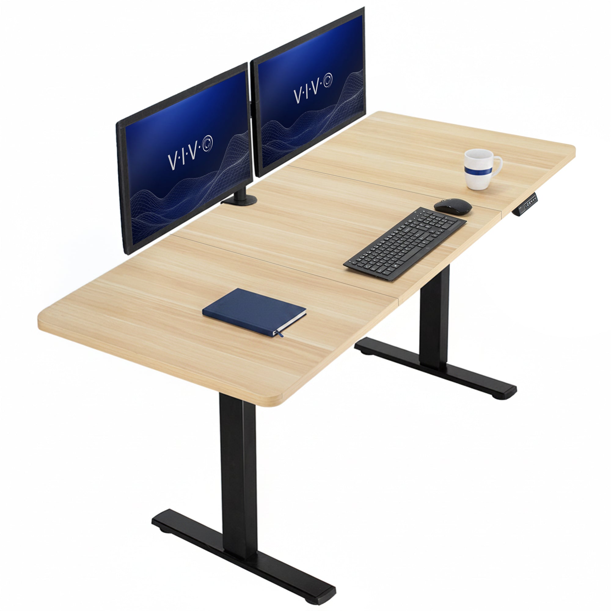 Large sturdy sit or stand modern desk with electric height adjustment options.