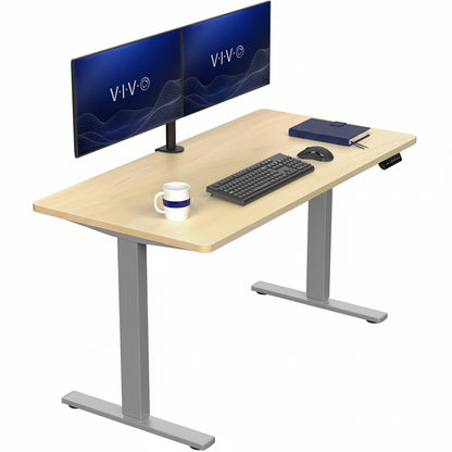 Sturdy ergonomic sit or stand active desk workstation with adjustable height using smart control panel.