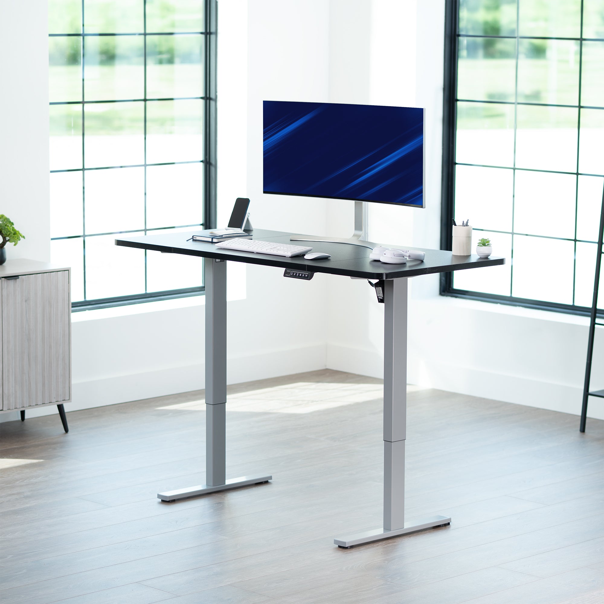 Single Motor Electric Desk with Push Button Memory Controller