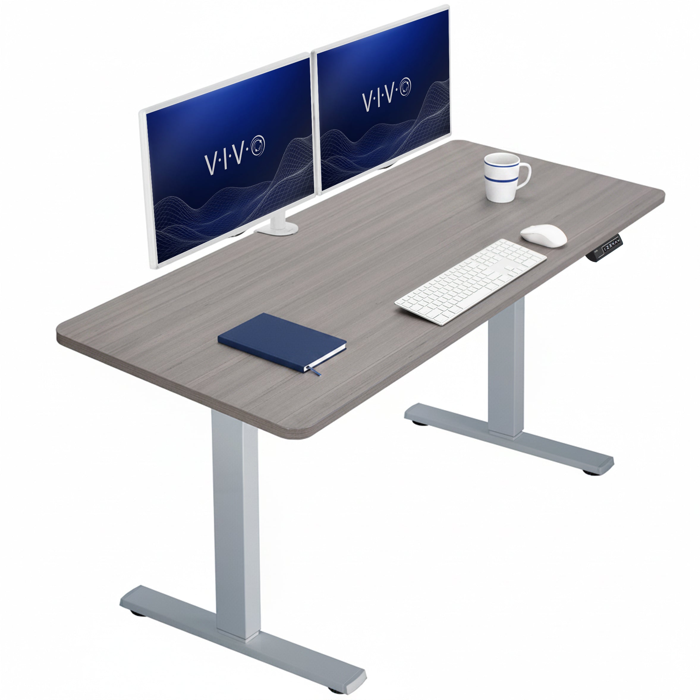 Sturdy ergonomic sit or stand active desk workstation with adjustable height using smart control panel.