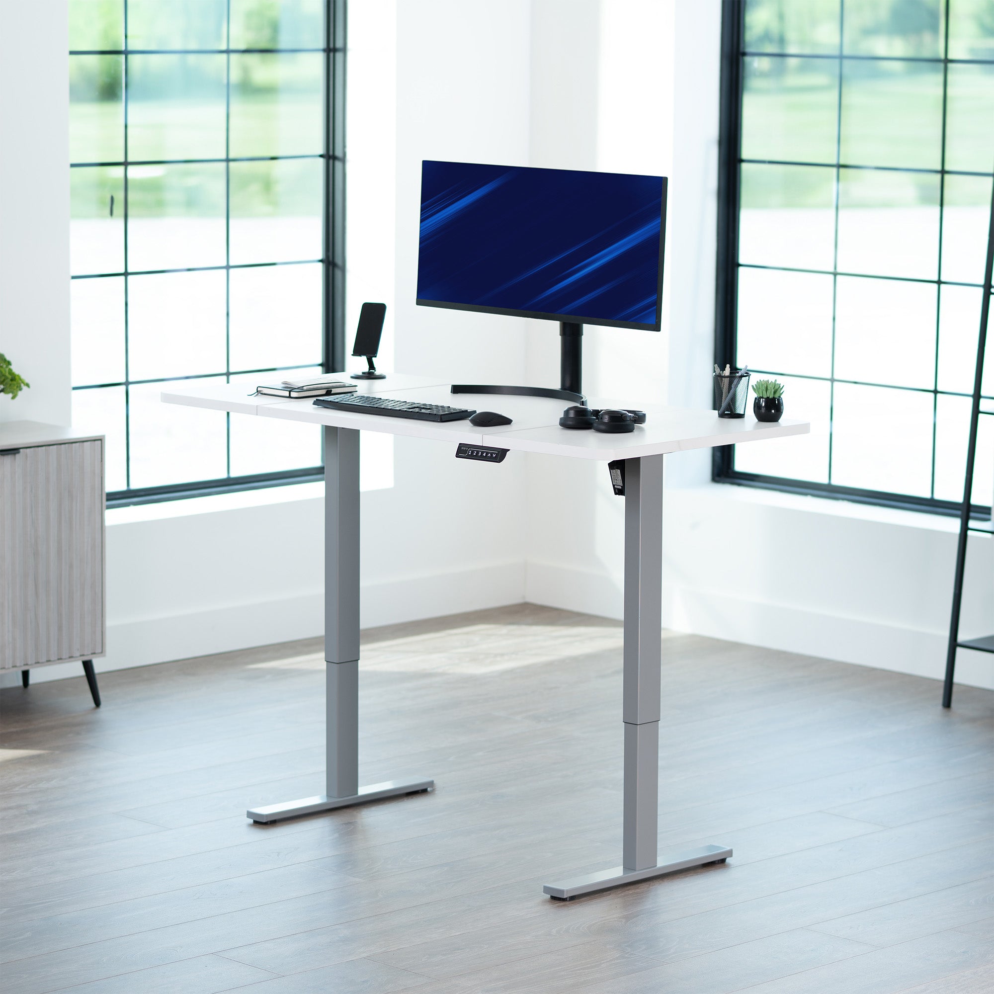 Single Motor Electric Desk with Push Button Memory Controller