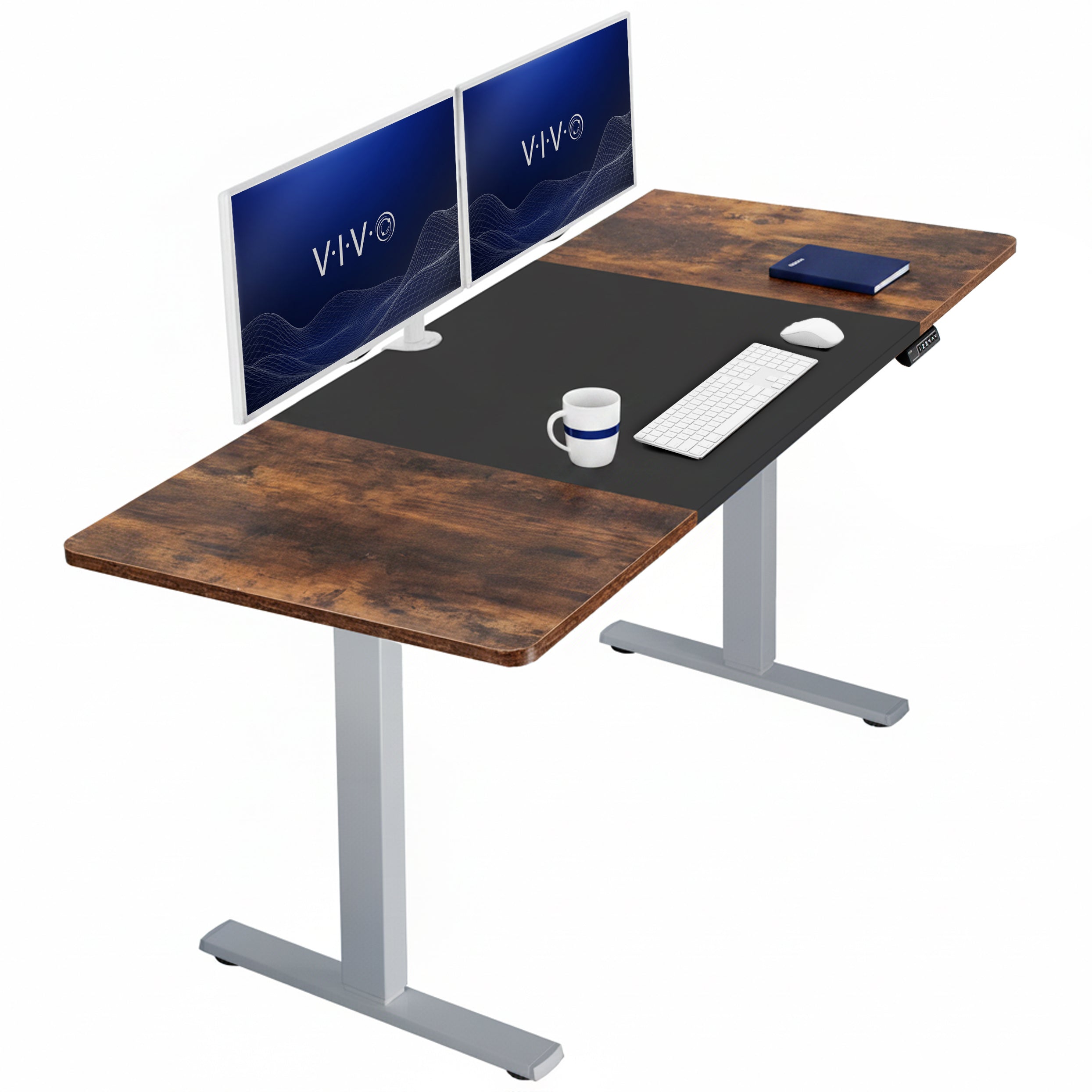 Large sturdy sit or stand modern desk with electric height adjustment options.