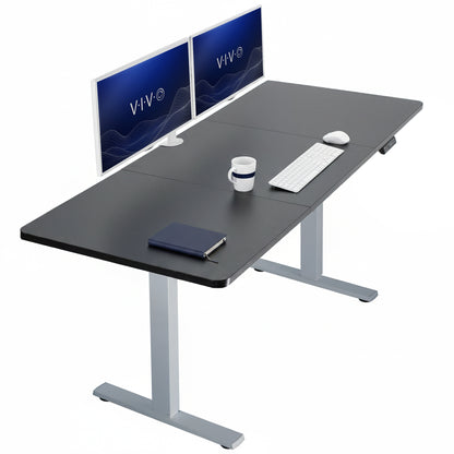 Large sturdy sit or stand modern desk with electric height adjustment options.