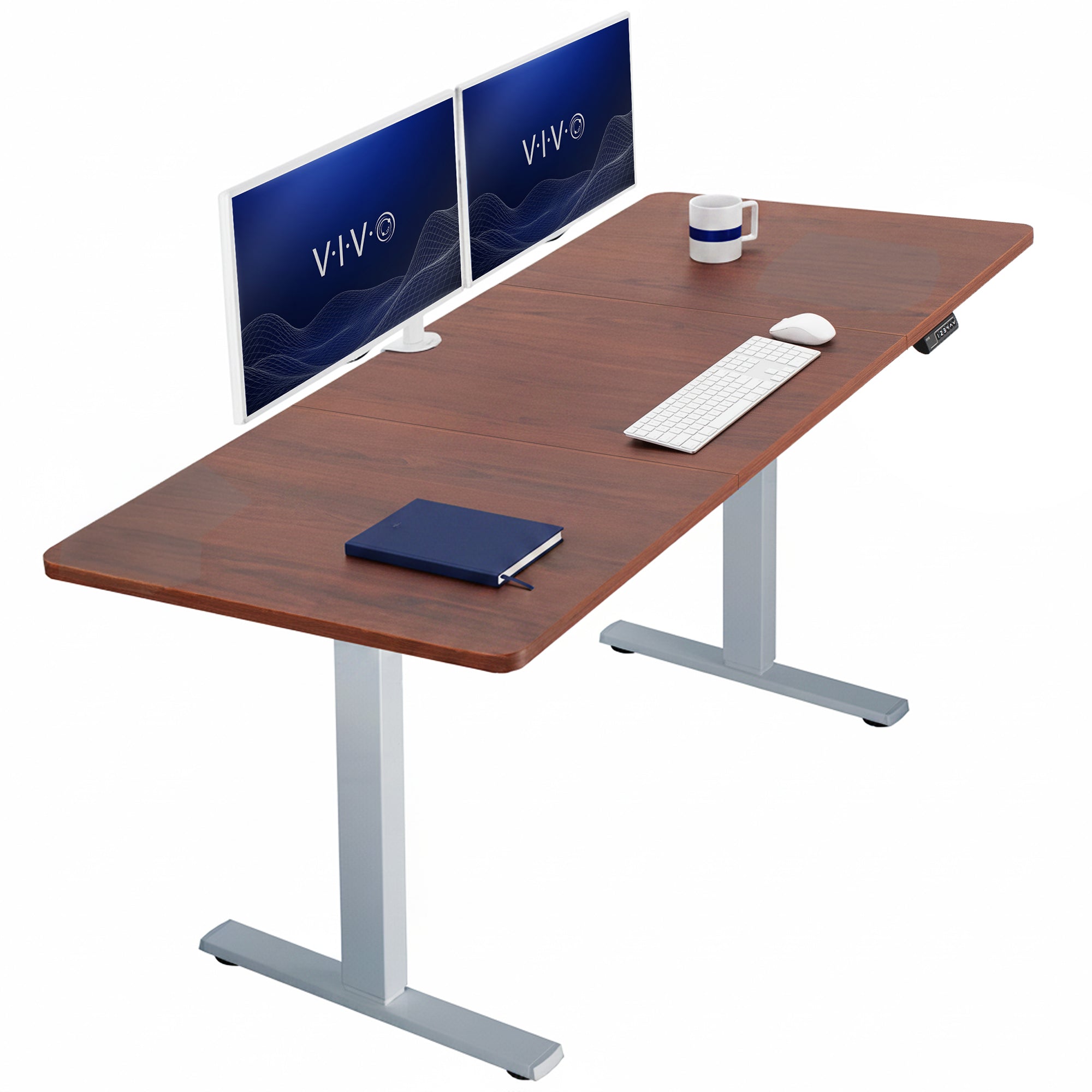 Large sturdy sit or stand modern desk with electric height adjustment options.