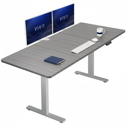 Large sturdy sit or stand modern desk with electric height adjustment options.