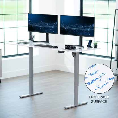 Large sturdy sit or stand modern desk with electric height adjustment options.
