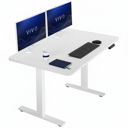 Sturdy ergonomic sit or stand active desk workstation with adjustable height using smart control panel.