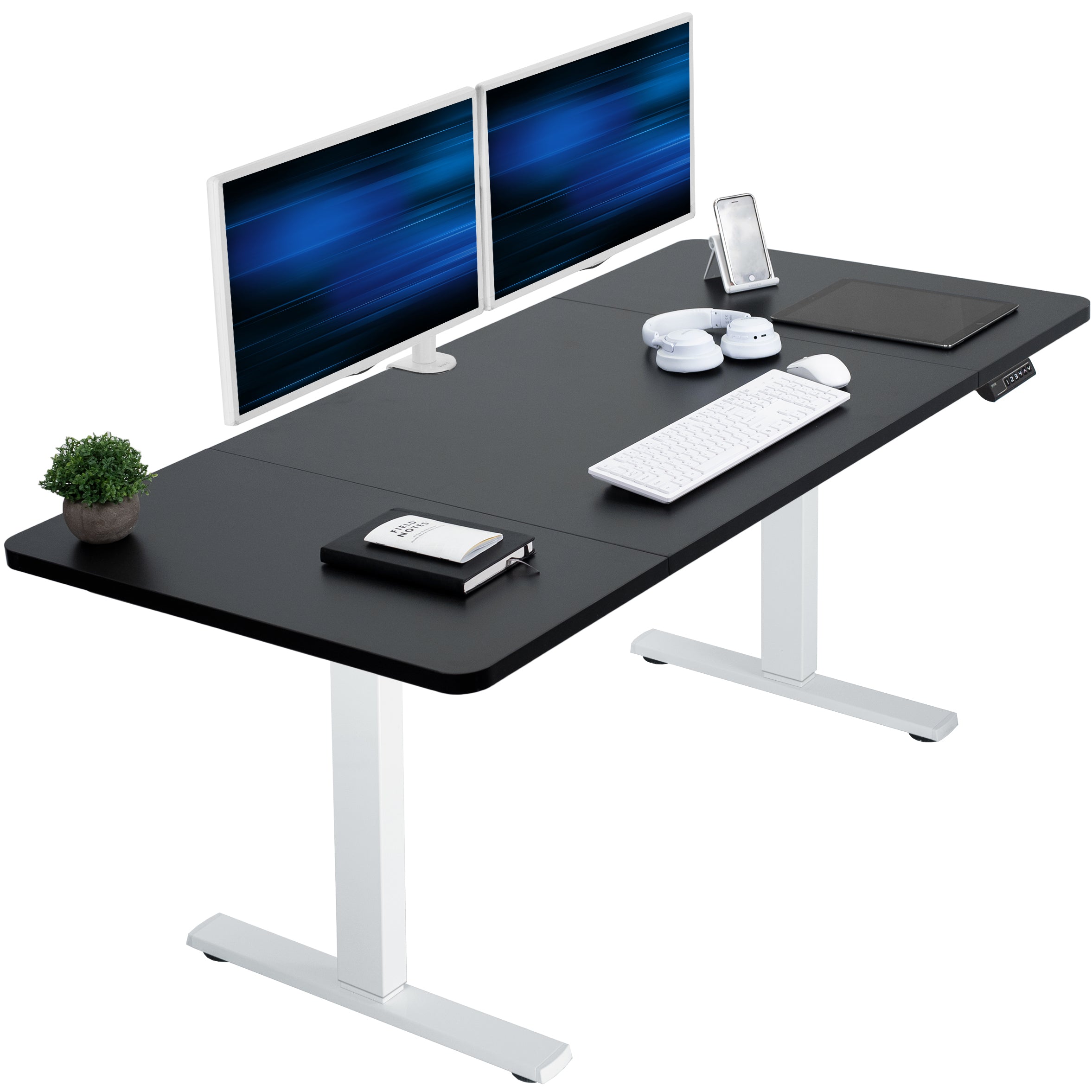Single Motor Electric Desk with Push Button Memory Controller