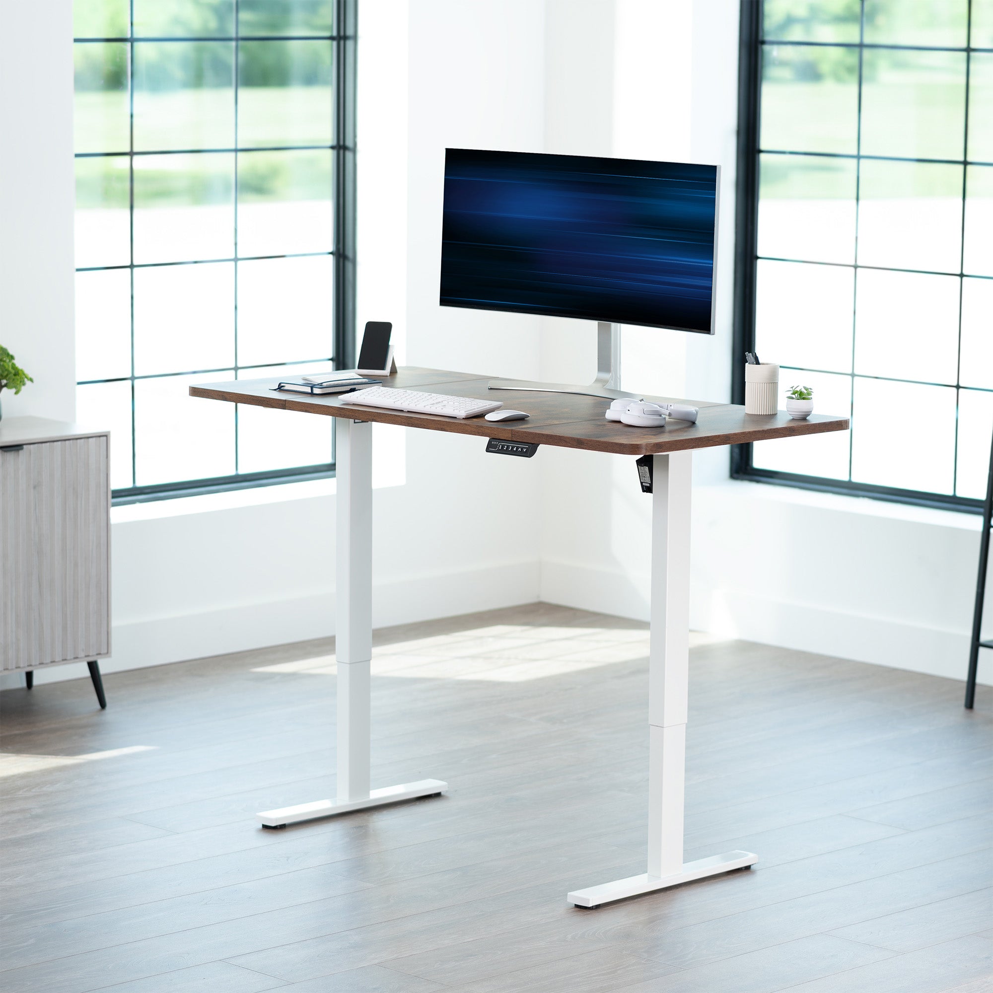 Single Motor Electric Desk with Push Button Memory Controller