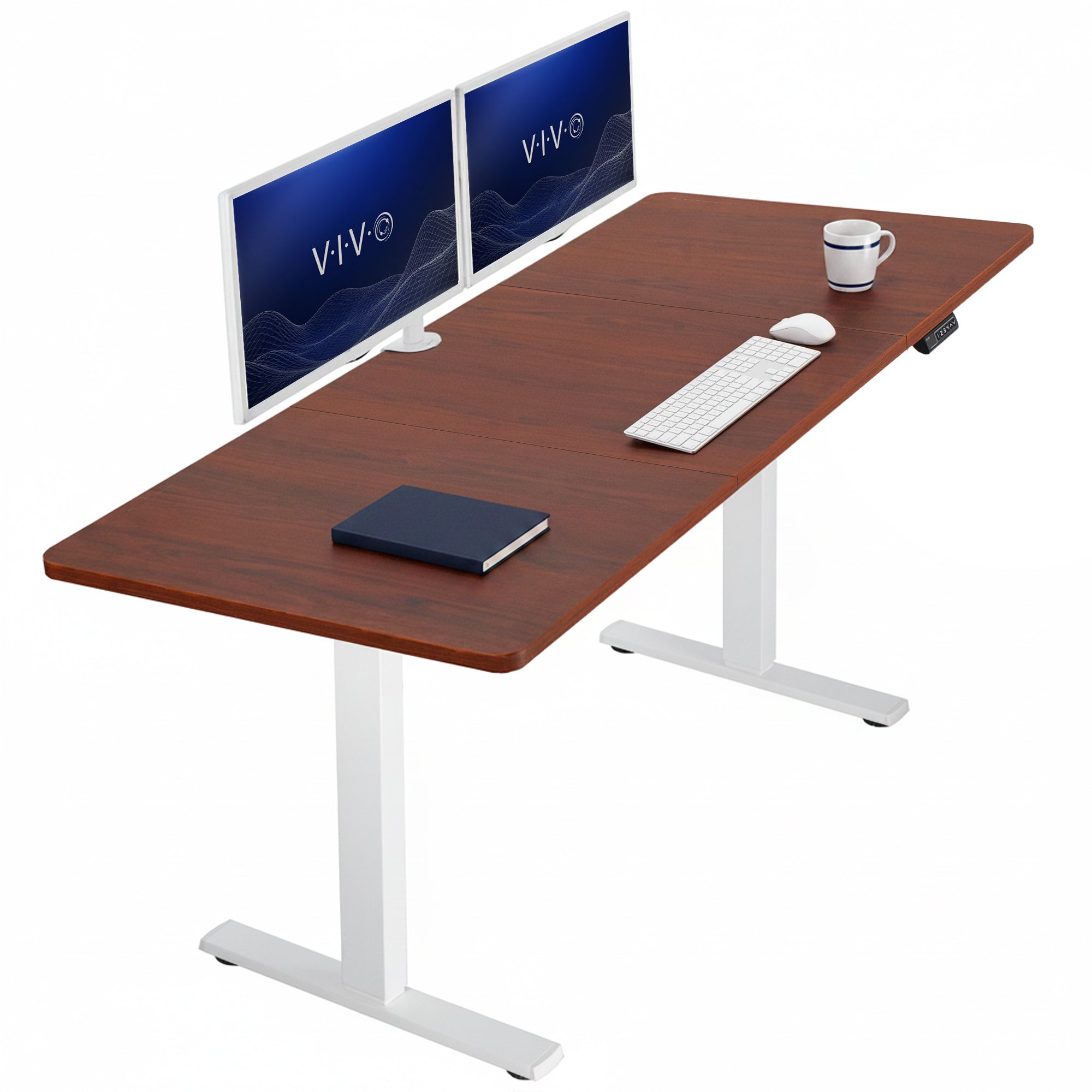 Large sturdy sit or stand modern desk with electric height adjustment options.