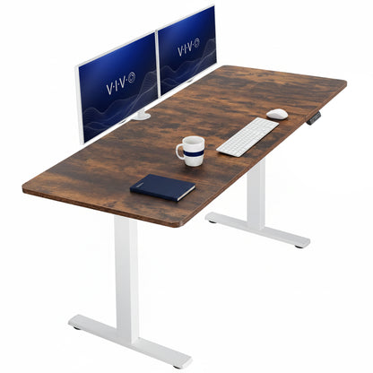 Large sturdy sit or stand modern desk with electric height adjustment options.