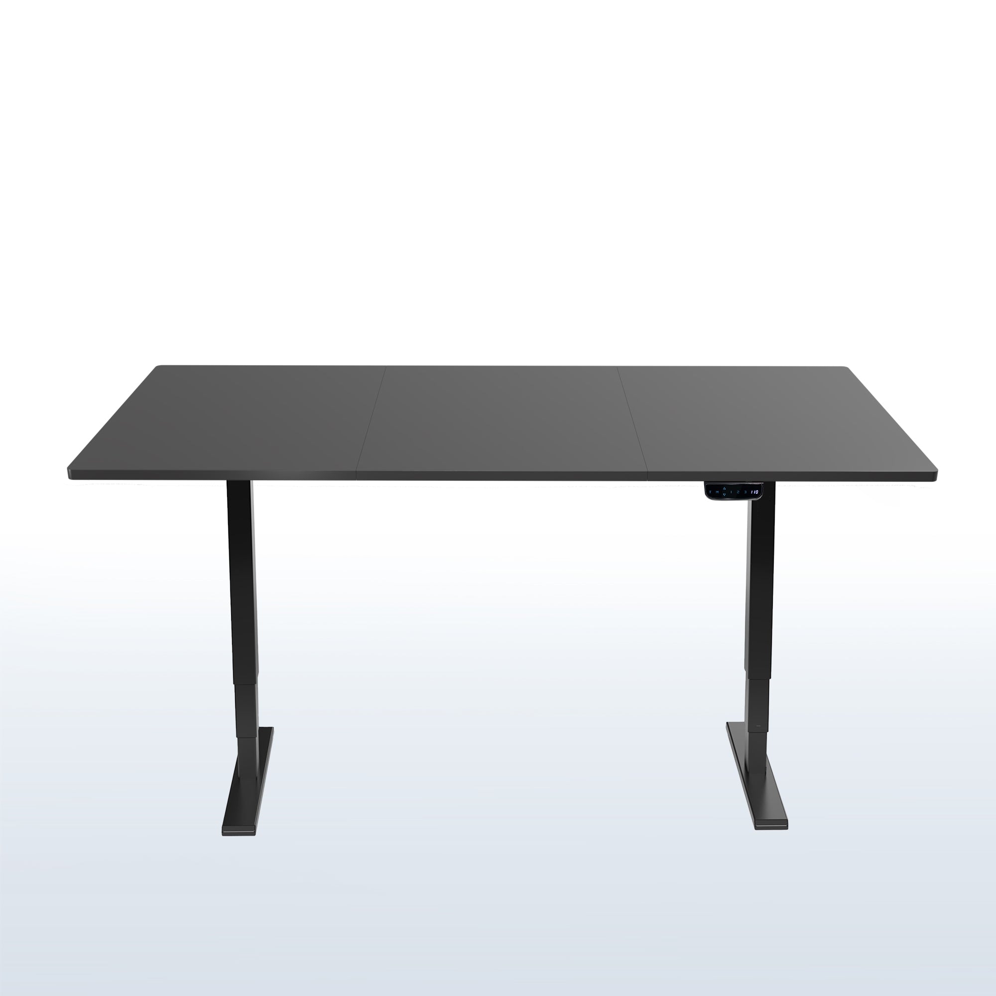 Heavy-duty electric height adjustable desktop workstation for active sit or stand efficient workspace.