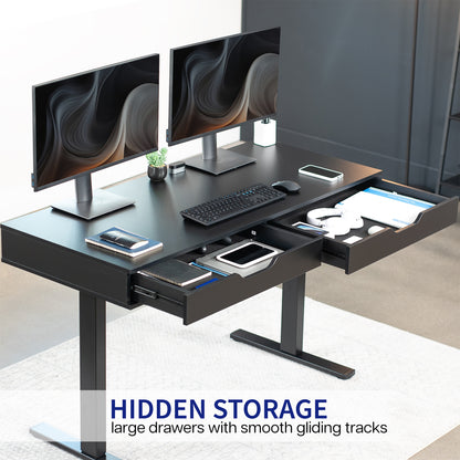 55" x 24" Table Top with Drawers & Built-in Power Strip