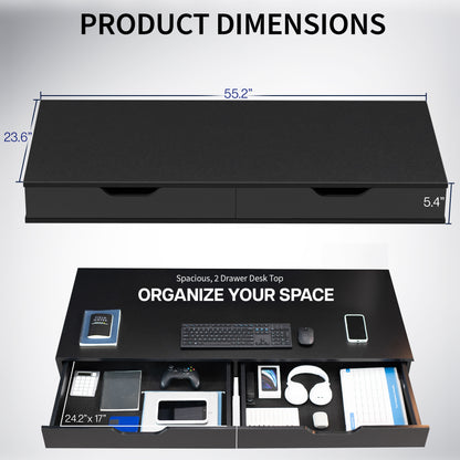 55" x 24" Table Top with Drawers & Built-in Power Strip