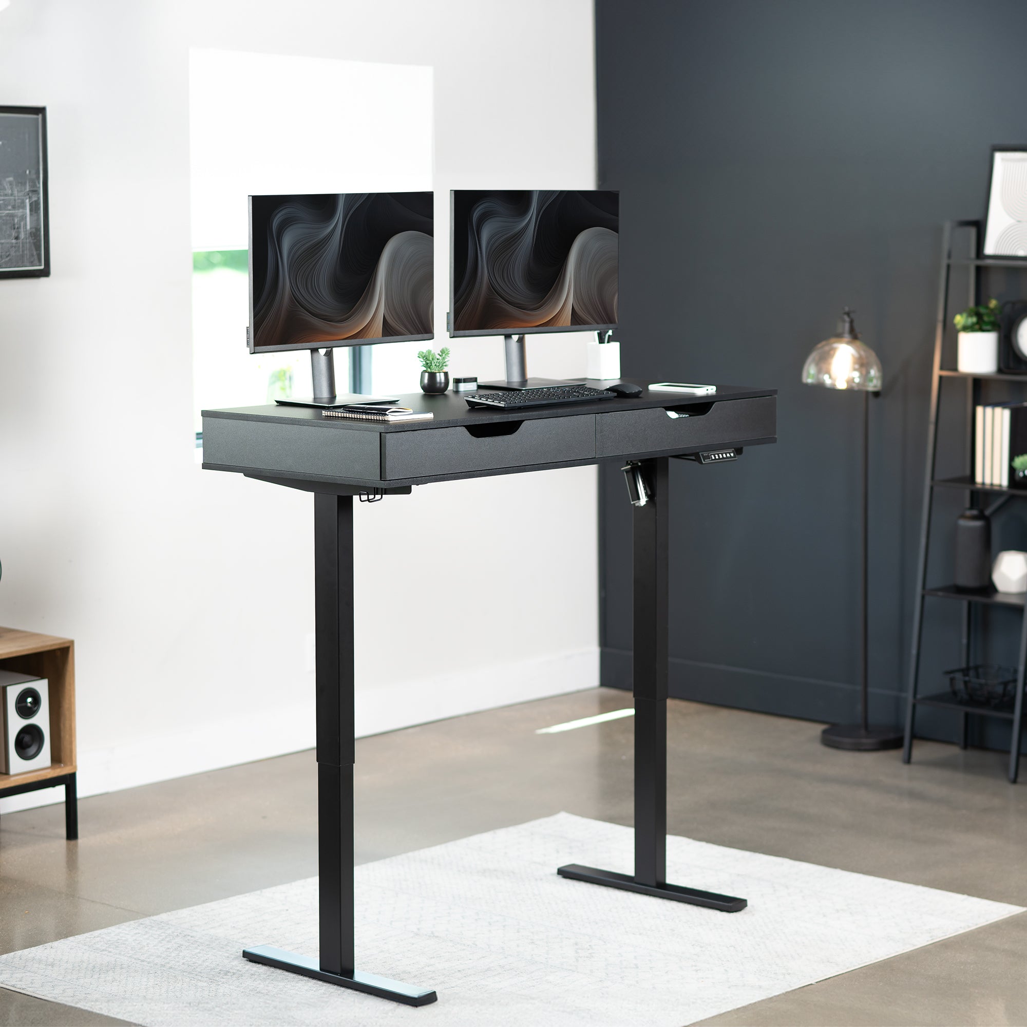 55" x 24" Table Top with Drawers & Built-in Power Strip