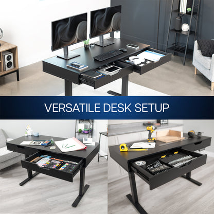 55" x 24" Table Top with Drawers & Built-in Power Strip