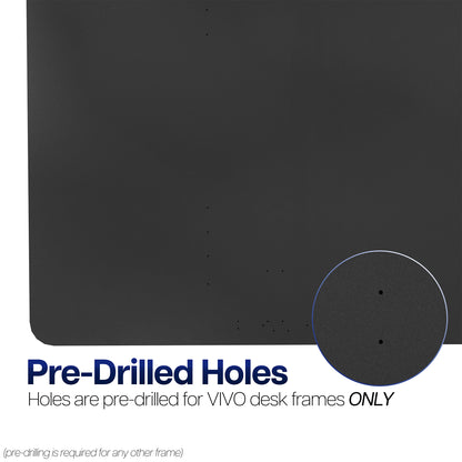 Black desktop with pre-drilled holes for VIVO frames on a white background