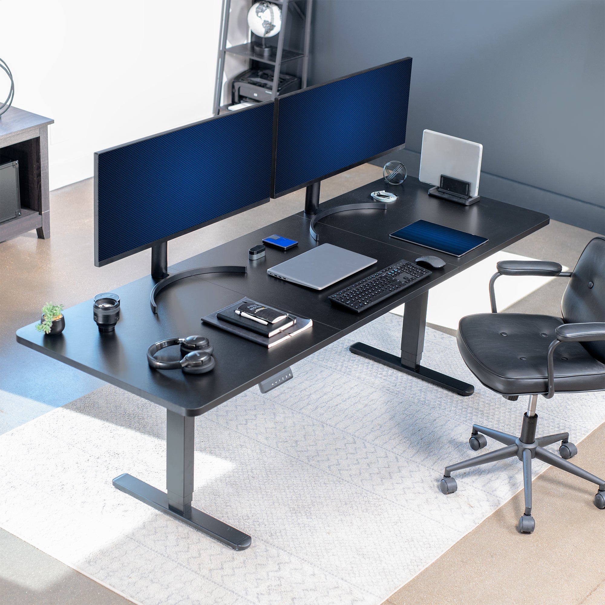 83 x 30 inch durable desk tabletop workstation with wide 3-panel surface space.
