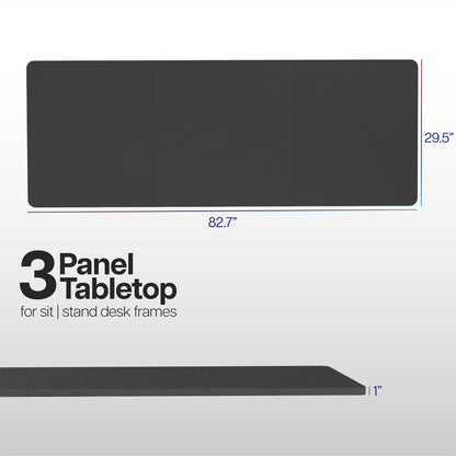 83 x 30 inch durable desk tabletop workstation with wide 3-panel surface space.