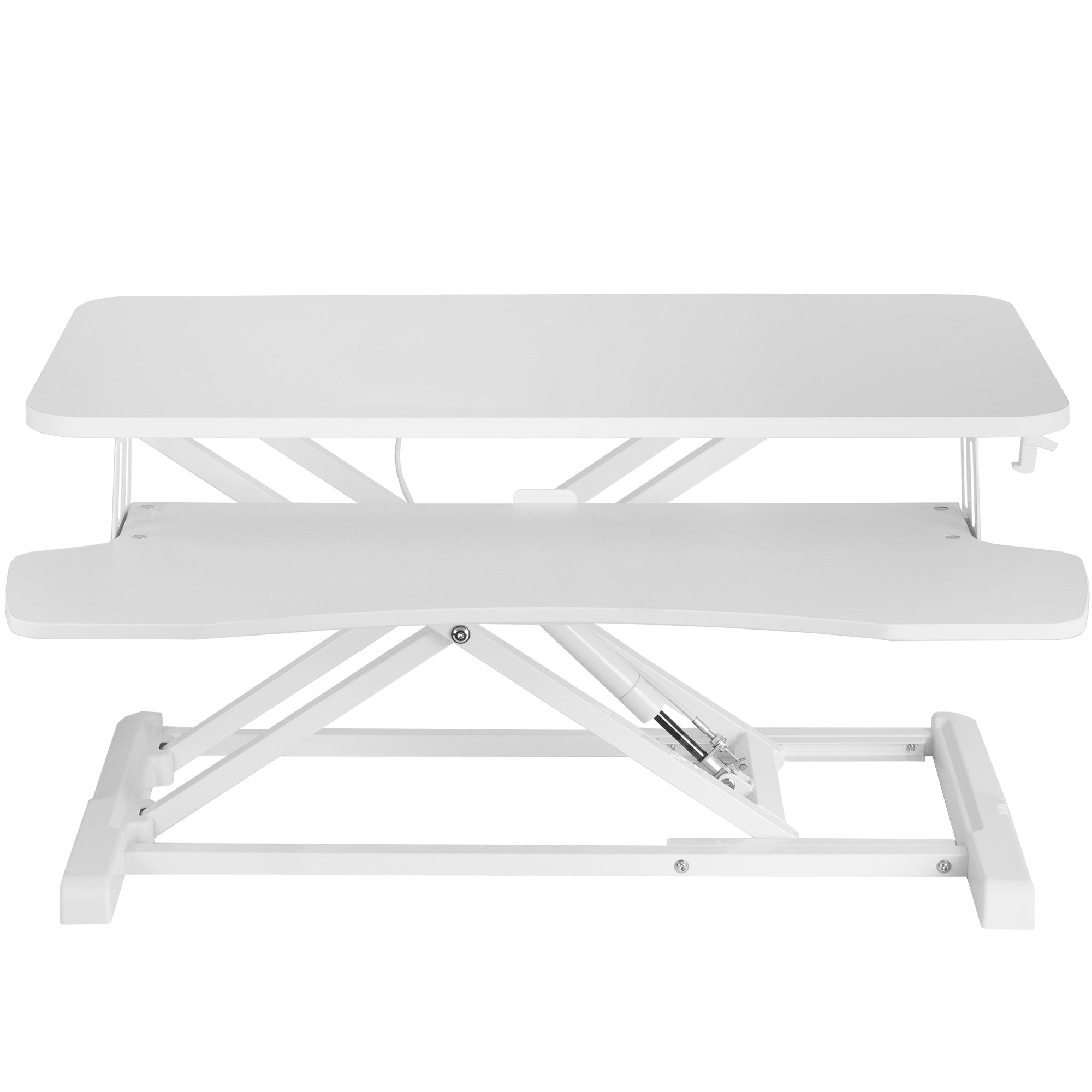 Sturdy height adjustable 2-tiered desk riser for ergonomic office workstation.
