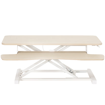 Sturdy height adjustable 2-tiered desk riser for ergonomic office workstation.
