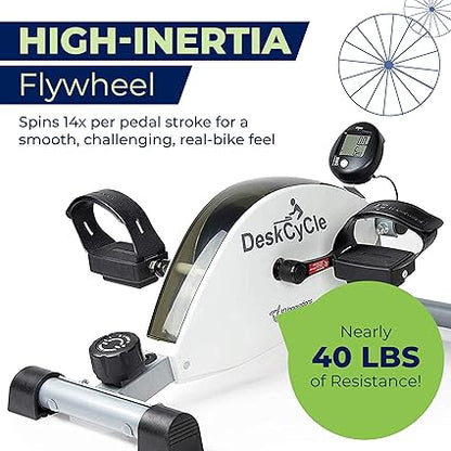 Under Desk Bike Pedal Exerciser with Nearly 40 Pounds of Resistance