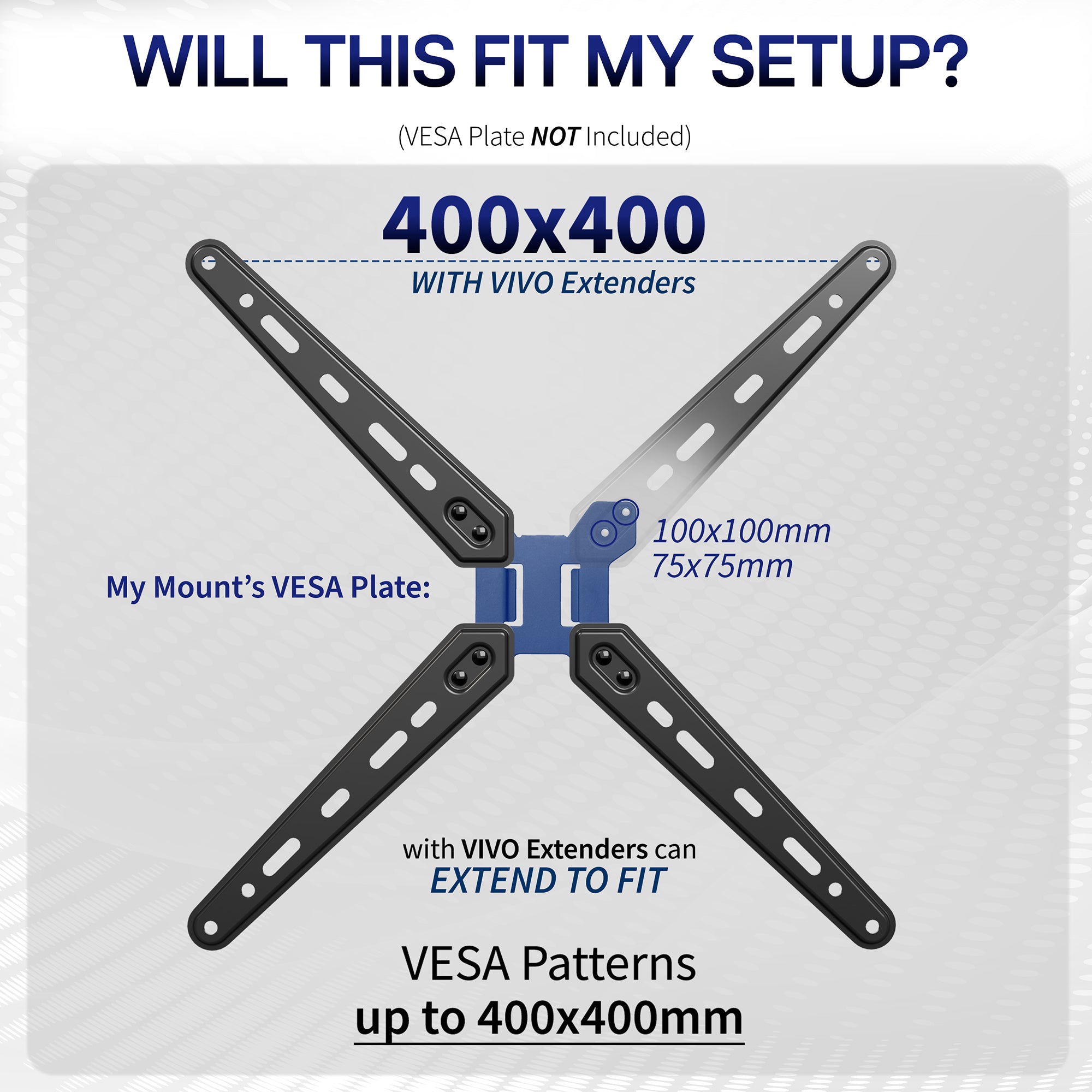 VESA LCD Screen Adapter 75x75 & 100x100 to (100x200-400x400)