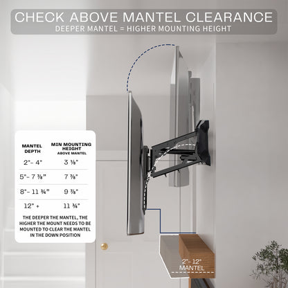 Electric TV Wall Mount elevates your screen to a comfortable viewing height.