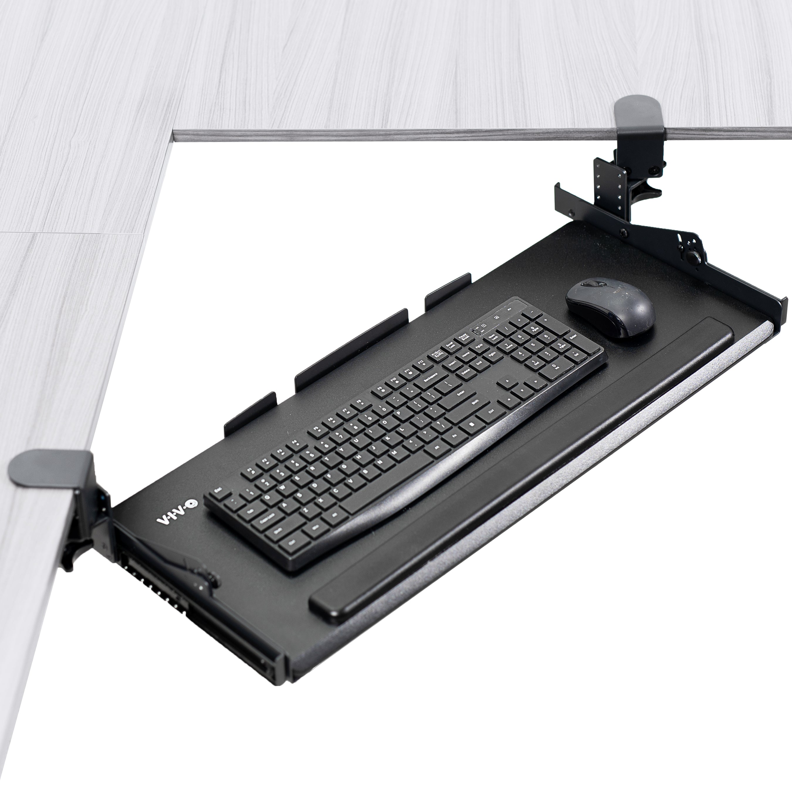 Clamp-on Height Adjustable Tilting Keyboard Tray